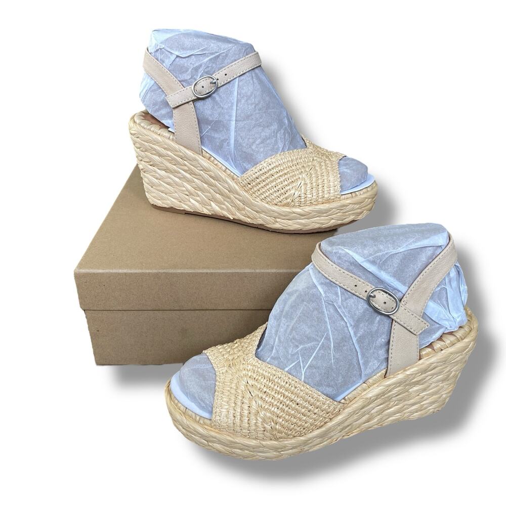New Gentle Souls by Kenneth Cole Nomi Raffia Wedge Sandals Sz 6M Espidrille - Picture 2 of 16